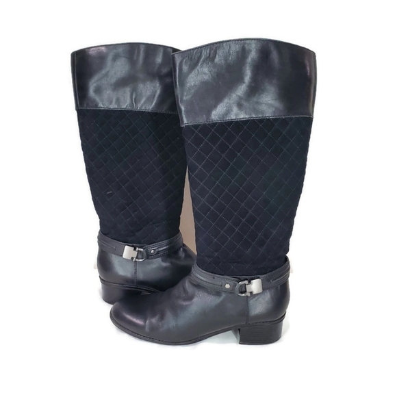 Bandolino BDClassieWomen's Black Tall Side Zip Quilted Riding Boot Size 9.5 - Picture 1 of 15